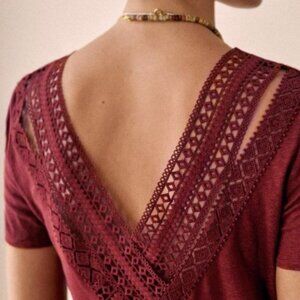 Sezane Ambre T-shirt Bordeaux - Size S